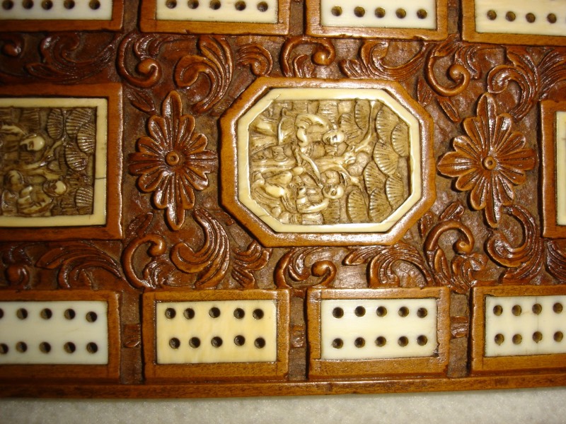 Cantonese deeply carved flat sandalwood crib board
