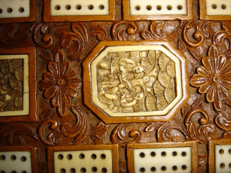 Cantonese deeply carved flat sandalwood crib board