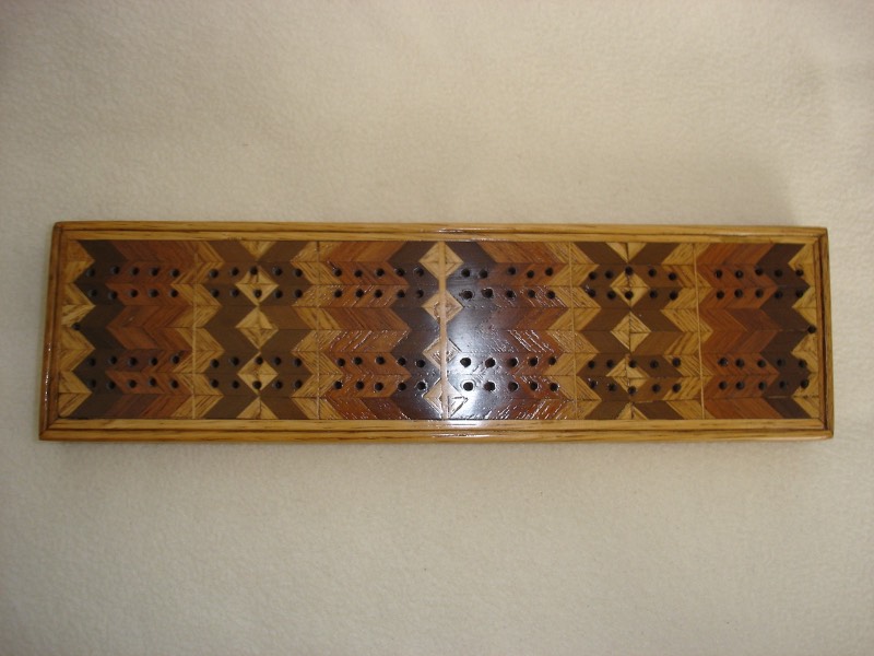 Parquetry Herringboned Heavy Cribbage Board
