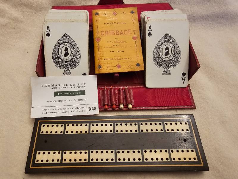 Thomas De La Rue Red Moroccan Cribbage Compendium