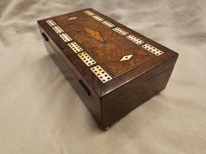 Victorian Rosewood & Walnut Cribbage Compendium