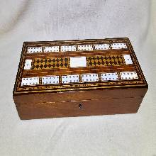 Victorian Cribbage Box Original Interior Geometric Inlay - VCB160