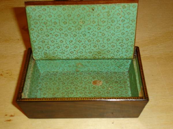 Tunbridge ware box with cross and flowers